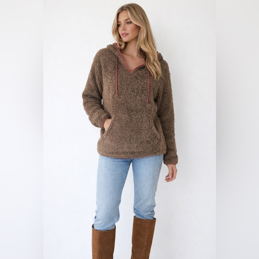 Mountain Hardwear Brown Monkey Fleece Chunky Pullover Hoodie Like New